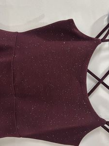 Sparkly Maroon Fit and Flare Dress