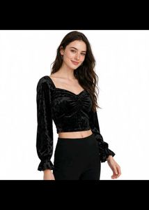 Black Velvet Sweetheart Neck Top
