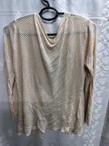 Beige Net Shrug Cardigan