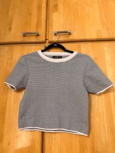 Striped Cropped Knit Top