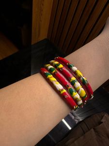 Vibrant Red floral bangles