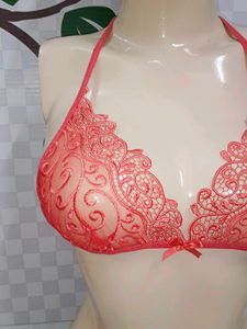 (700)Red Lace Halter Bralette
