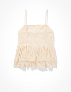 Creamy Peplum Cami Transparent Top