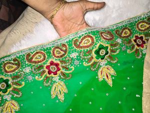 Green Embellished Saree with blouse