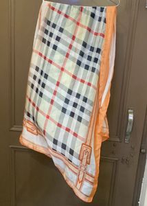 Elegant Silk Scarf with Classic Plaid Pattern