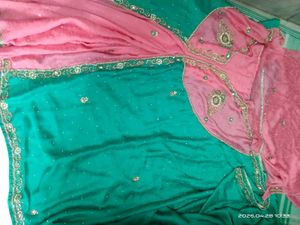 Beautiful Teal and Pink Embroidered Saree