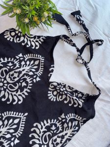 Boho Black & White Print Blouse