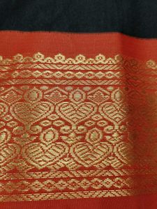 South Indian Black Material with Orange Border