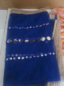 Royal Blue Dupatta with Mirror Work