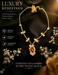Gold Plated Necklace with Sparkling Stones 2 piece
