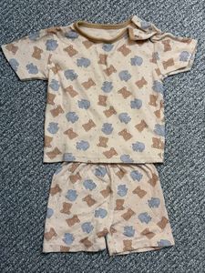 Cute Bear Print Baby Pajama Set