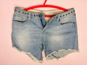 Studded Denim Shorts