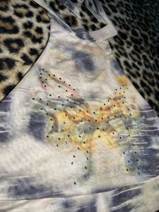 Y2k butterfly sequin top