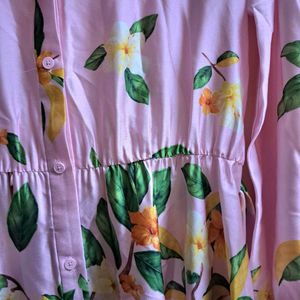 Light Pink Floral Shirt Dress