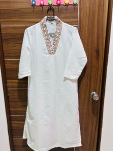 White Kurta Set with Floral Dupatta