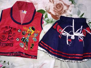 New Cotton Top & Skirt Set