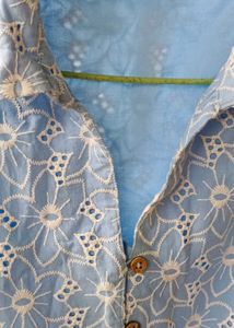 Chic Light Blue Broderie Dress