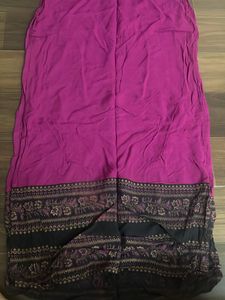 Elegant Pink Kurta with Black Embroidery