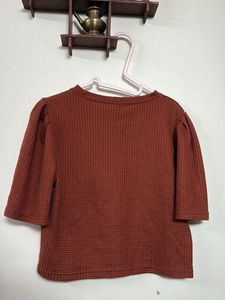 2 Chic Waffle Knit Puff Sleeve Tops (M/L) size