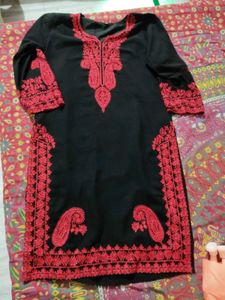 BLACK KURTA WITH BEAUTIFUL RED EMBROIDERY 🔥