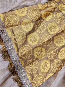Girls' Yellow &amp; Beige Ethnic Dress
