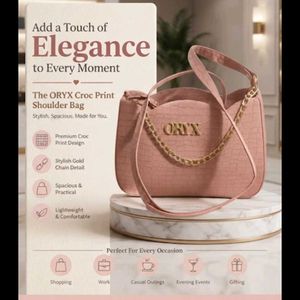 ORYX Croc Print Shoulder Bag - Pink