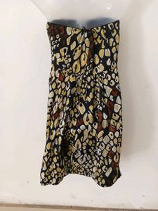 Stylish Strapless Animal Print Dress