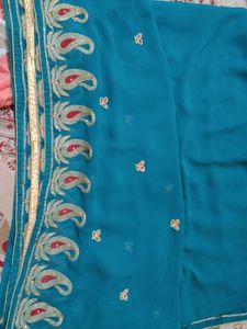 Teal Saree with Embellishments