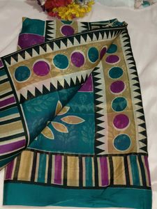 Vibrant Geometric Print Saree