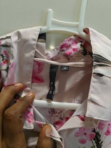 beautiful pink printed shirt in soft silk fabric
