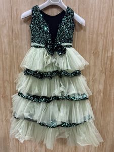 Princess Style Black Sequin Ruffle Dress for Girls