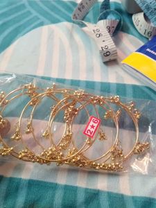 Gold Tone Charm Bangles Set