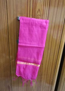 Vibrant Pink Dupatta with Golden Accents
