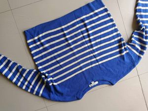 Blue & White Striped Knit Sweater
