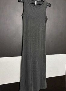 Gray Ribbed Tank Dress