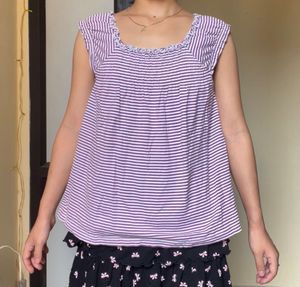 Cute Striped Smocked Top