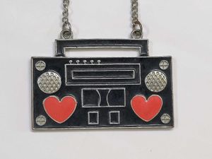 Silver Boombox Heart Necklace