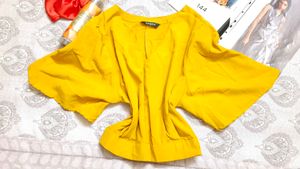 Vibrant Yellow Batwing Sleeve Top