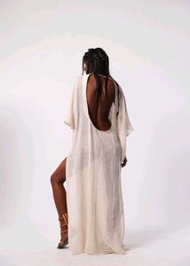 Elegant Off-White Kaftan Gown