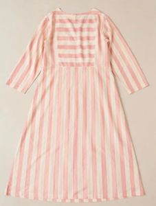 Pink Striped Embroidered Kurta