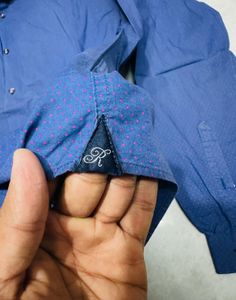 Rare Rabbit Men's Blue Patterned Dress Shirt