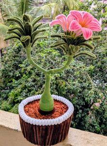Handmade Pink Adenium Flower Bonsai Decor