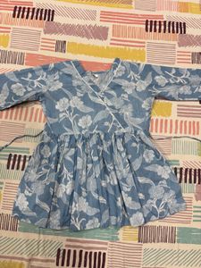 Blue Floral Wrap Kurta Top