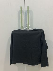 Black Crop Henley Top