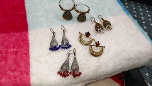Dangle Earrings with Blue Beads