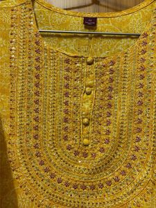 Yellow Printed Kurta Set with Dupatta