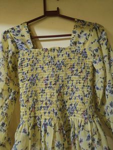 Cute Yellow Floral Peplum Top