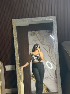 Cow Print Cami Top with Lace Trim