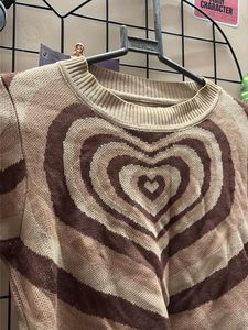 Brown Heart Print Long Sleeve Top