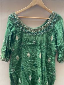 Embellished Green Kurta